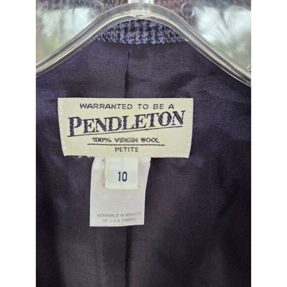 Pendleton VTG 90s Purple Glen Plaid Wool Blazer Jacket  & Pants Suit 10 Petite - Picture 4 of 13